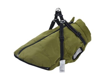VidaXL Hondenjas met Harnas - Waterdicht - Legergroen - L48 - 53% Korting