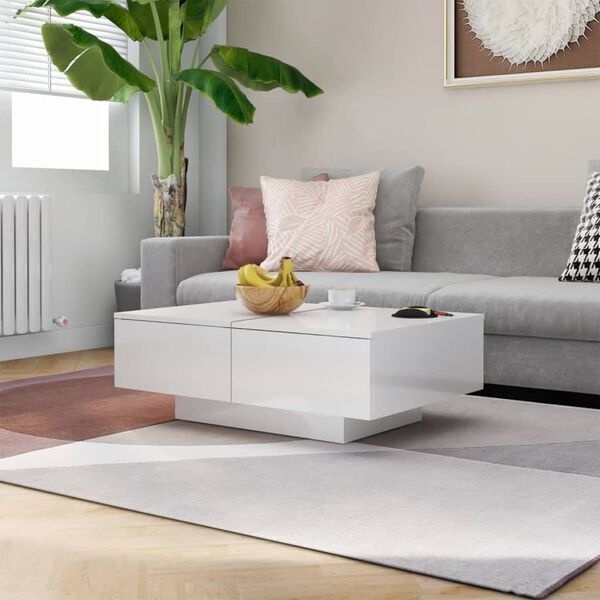 Salontafel Hoogglans Wit 90x60x31 cm - 85% Korting!