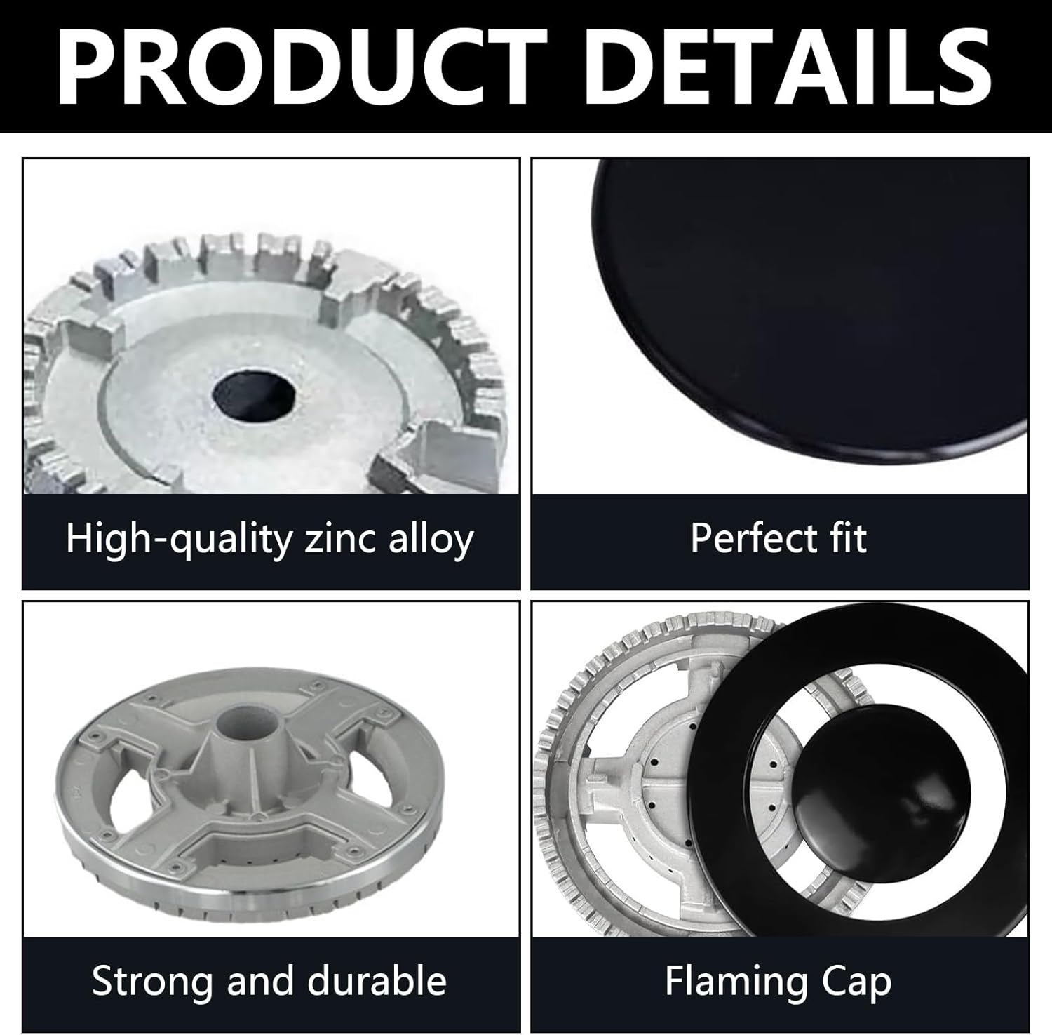 59% Korting: Gaskookplaat Afdekking & Branderkroon Set - Zinklegering
