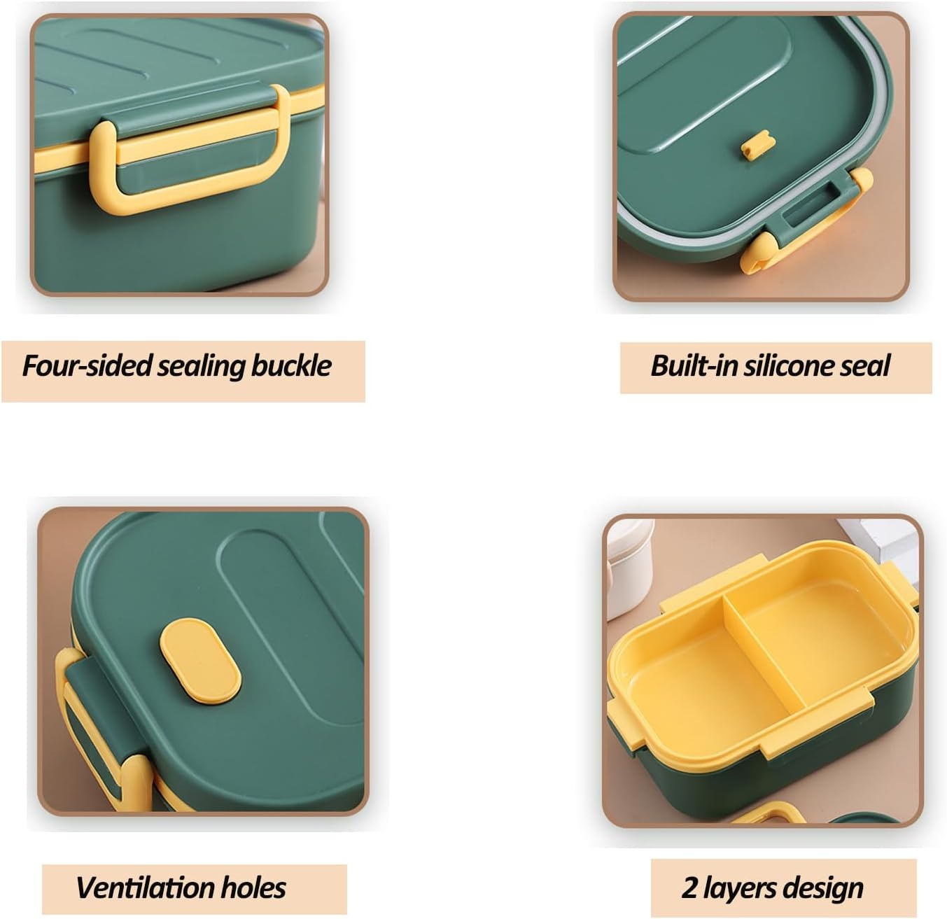 Lekvrije Bento Broodtrommel - 1000ml - 47% Korting - Groen