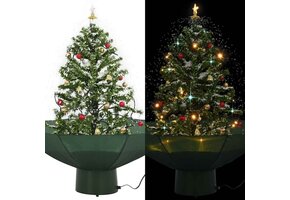 Sneeuwende Kerstboom met LED & Ornamenten - 75 cm - Groen