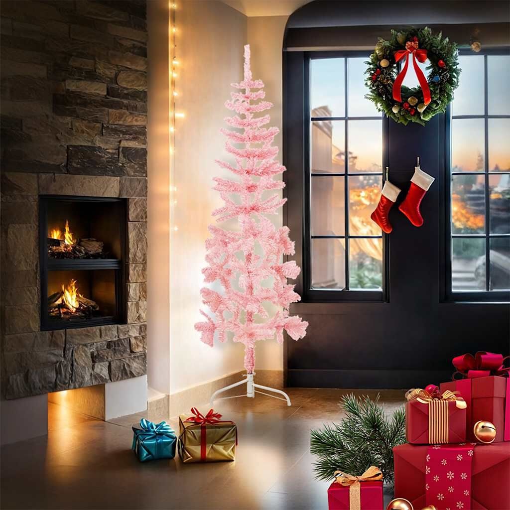 Roze Halve Kunstkerstboom 180cm - 39% Korting