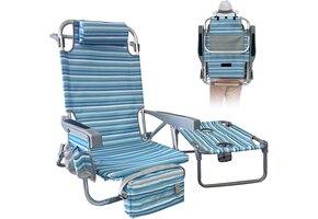 Strandstoel met Tafeltje & Koeltas - Zwart - 60% Korting