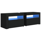 VidaXL Nachtkastjes 2 st LED Zwart 75% Korting