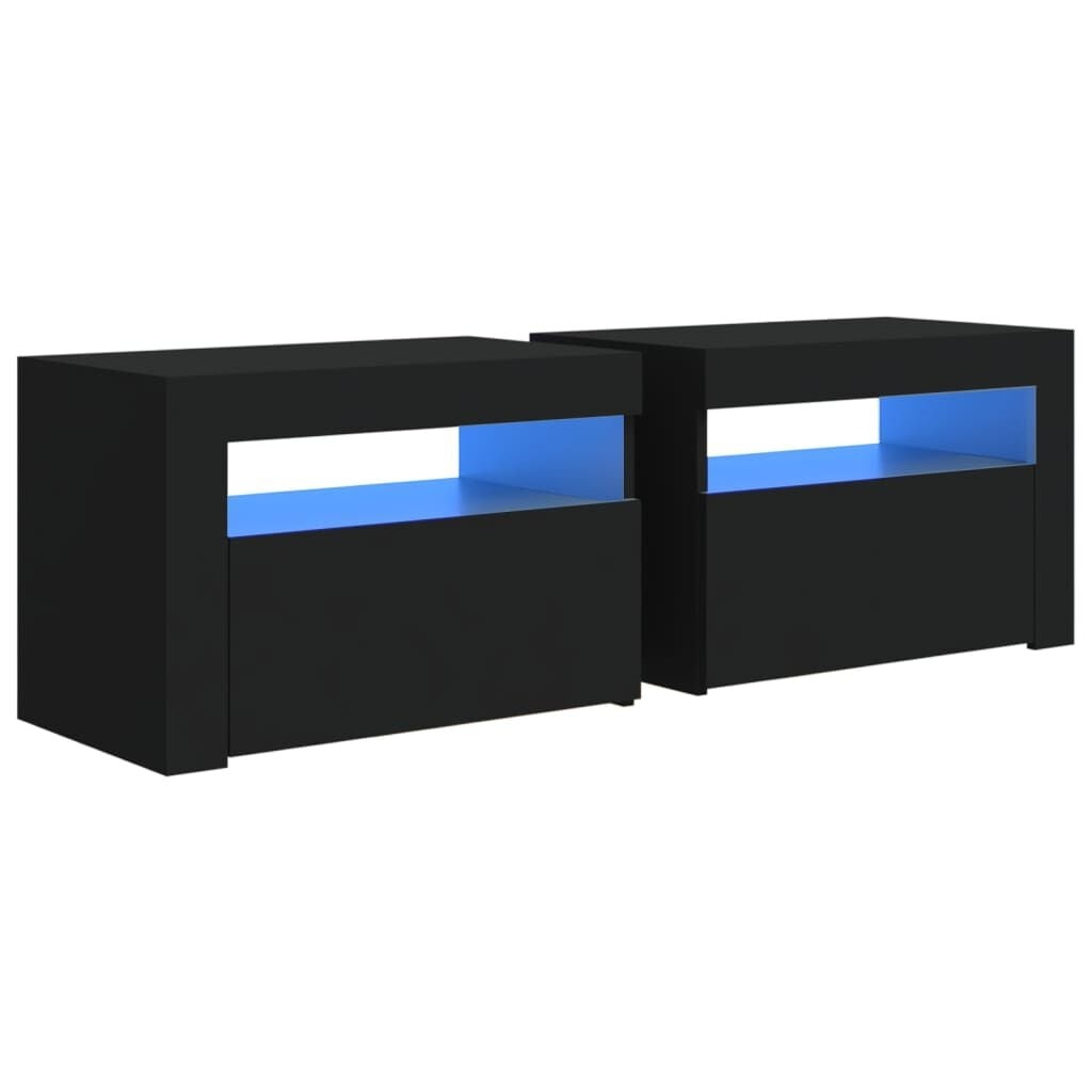 VidaXL Nachtkastjes 2 st LED Zwart 75% Korting
