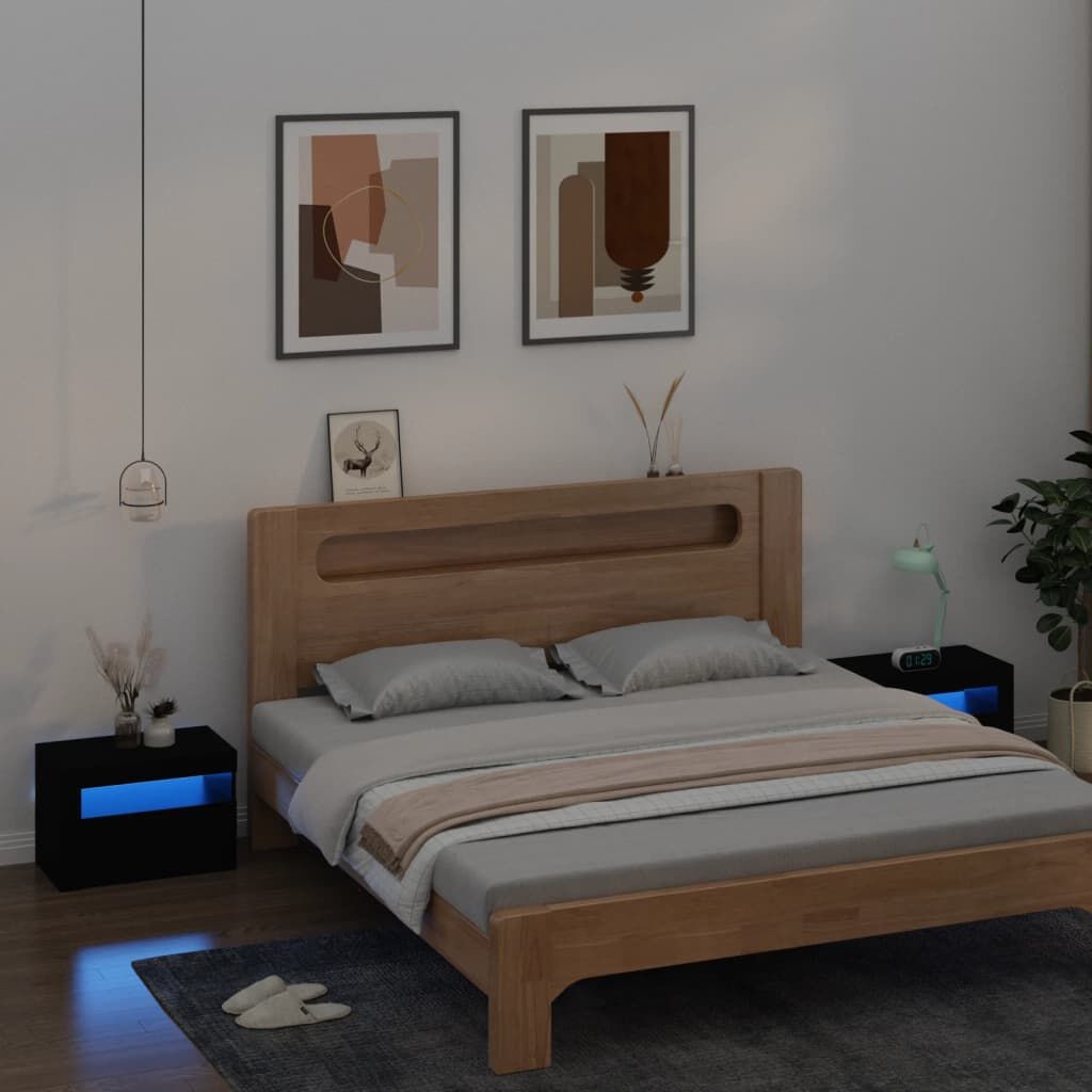 VidaXL Nachtkastjes 2 st LED Zwart 75% Korting