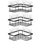 Doucheplank Hoek Zwart RVS (3 stuks) - 44% Korting