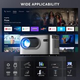 Videoprojector【Auto Focus/Keystone 6D/4P】20.000L Native 1080P overheadprojector, WiFi Bluetooth projector 4K ondersteund, 50%-100% zoom, mini-projector, draagbaar, compatibel met smartphone/tv-stick