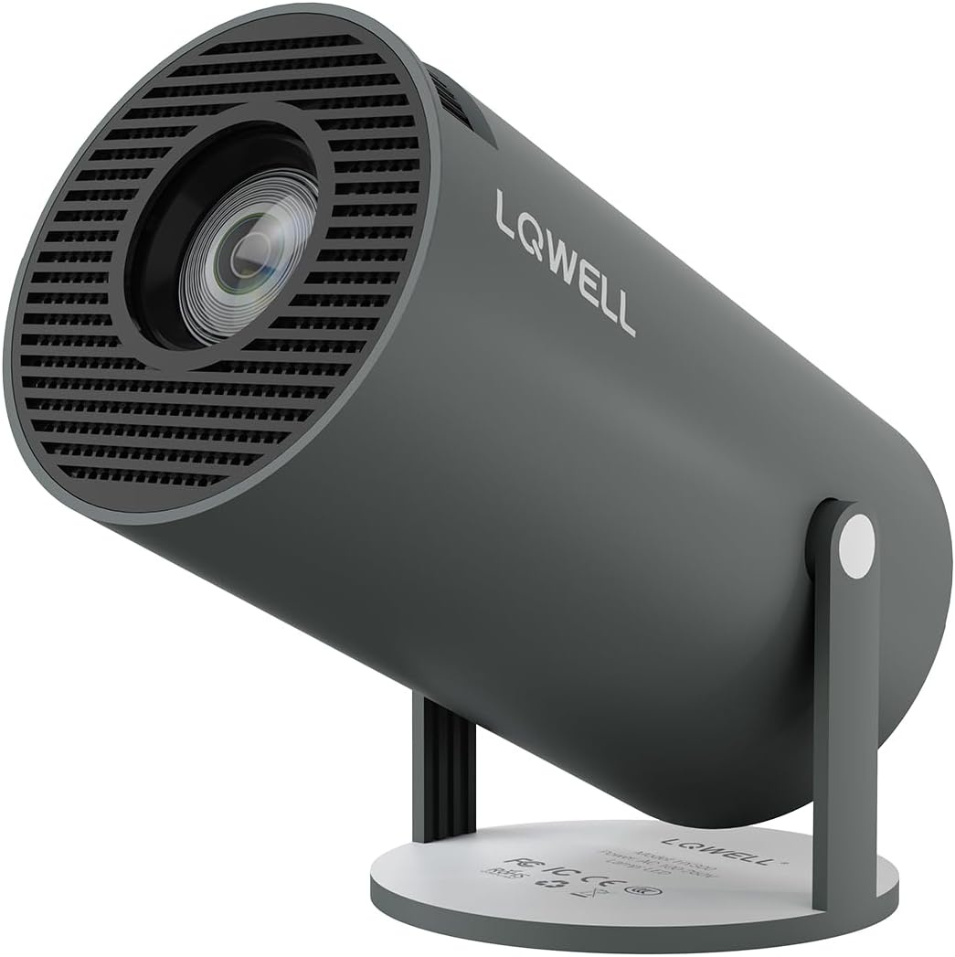LQWELL®-Projector, Miniprojector, Ondersteunt WiFi 5G, BT5.0 Met Android 11.0 OS, Automatische Keystone, 220 Graden Hoek Voor Telefoon/Pc/Computer, HDMI, Grijs
