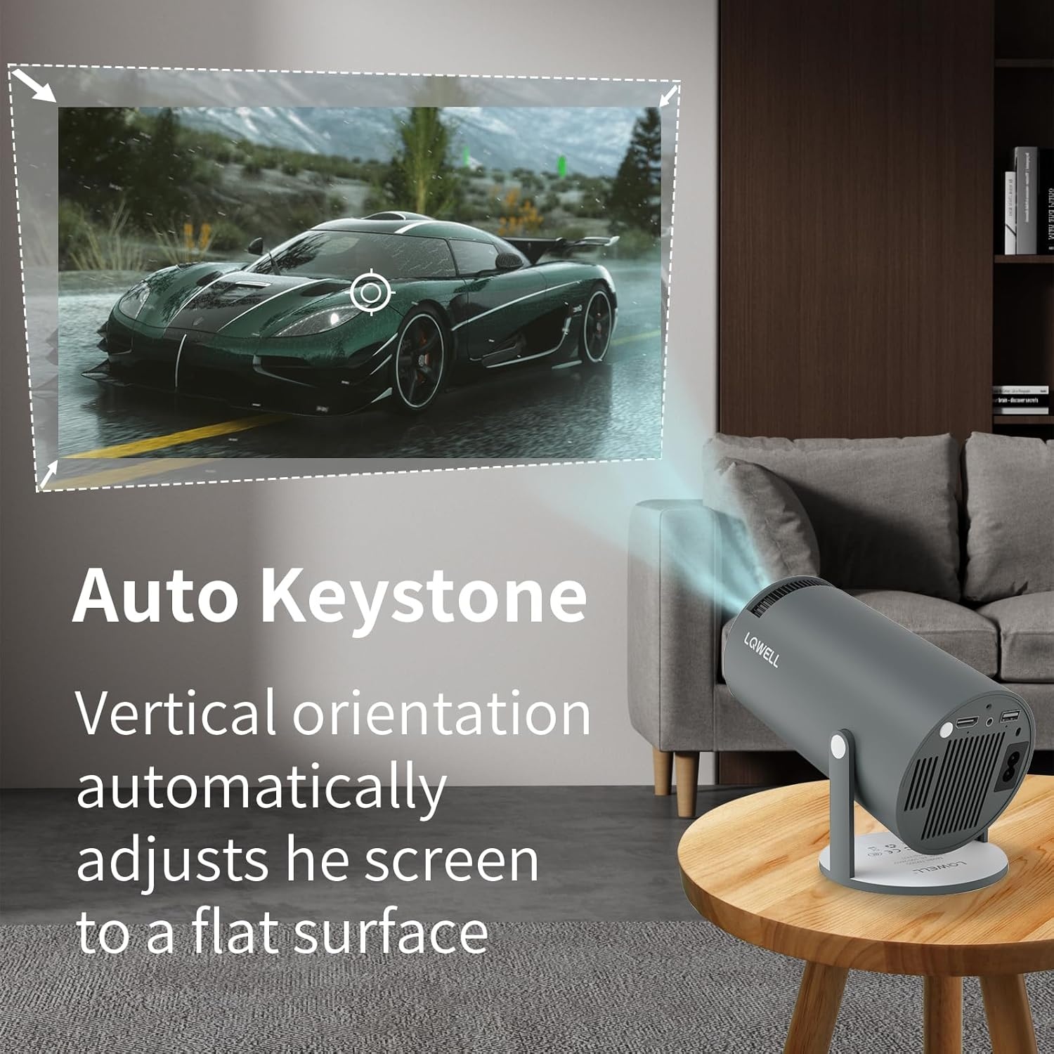 LQWELL®-Projector, Miniprojector, Ondersteunt WiFi 5G, BT5.0 Met Android 11.0 OS, Automatische Keystone, 220 Graden Hoek Voor Telefoon/Pc/Computer, HDMI, Grijs