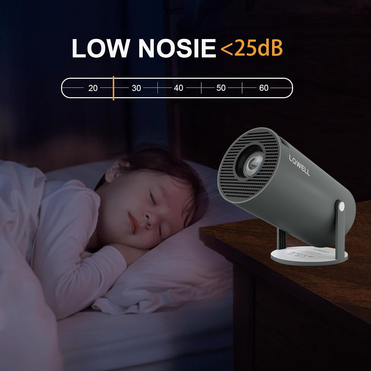 LQWELL®-Projector, Miniprojector, Ondersteunt WiFi 5G, BT5.0 Met Android 11.0 OS, Automatische Keystone, 220 Graden Hoek Voor Telefoon/Pc/Computer, HDMI, Grijs