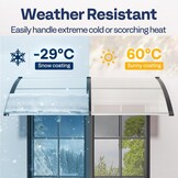 Gebogen Luifel Tweedelig Polycarbonaat Transparant 200x100 cm met Zwarte beugel voor deur of raam - Zon- en regenbescherming