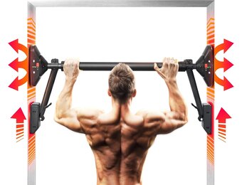 Optrekstang Chin-up Bar Verstelbaar Extra Veilig Robuust 4 Steunpunten Zwart/Zilver 30-38 inch