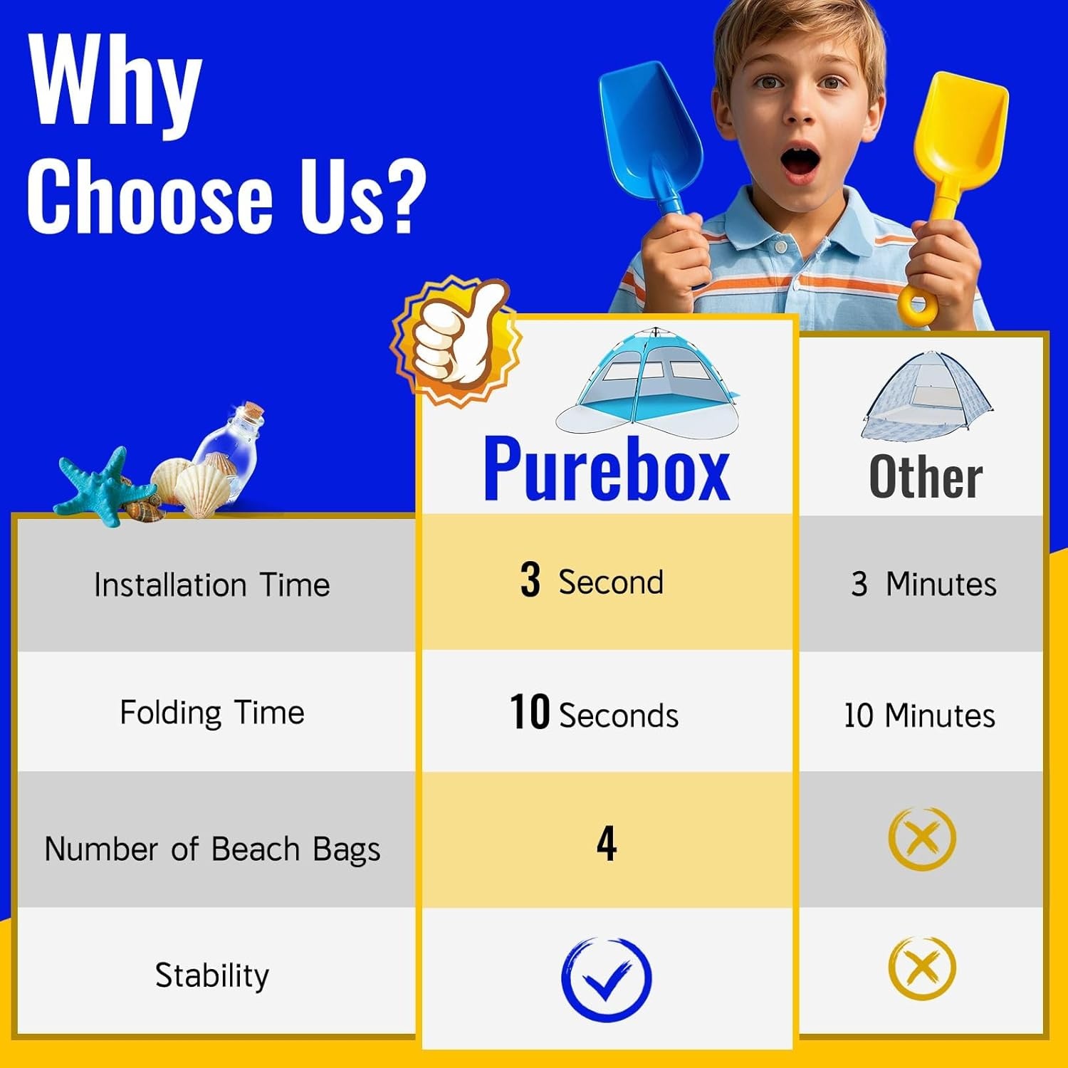 Strandtent pop-up UV50+ bescherming 2-4 personen draagbaar met dubbele deuren - Familie & baby's