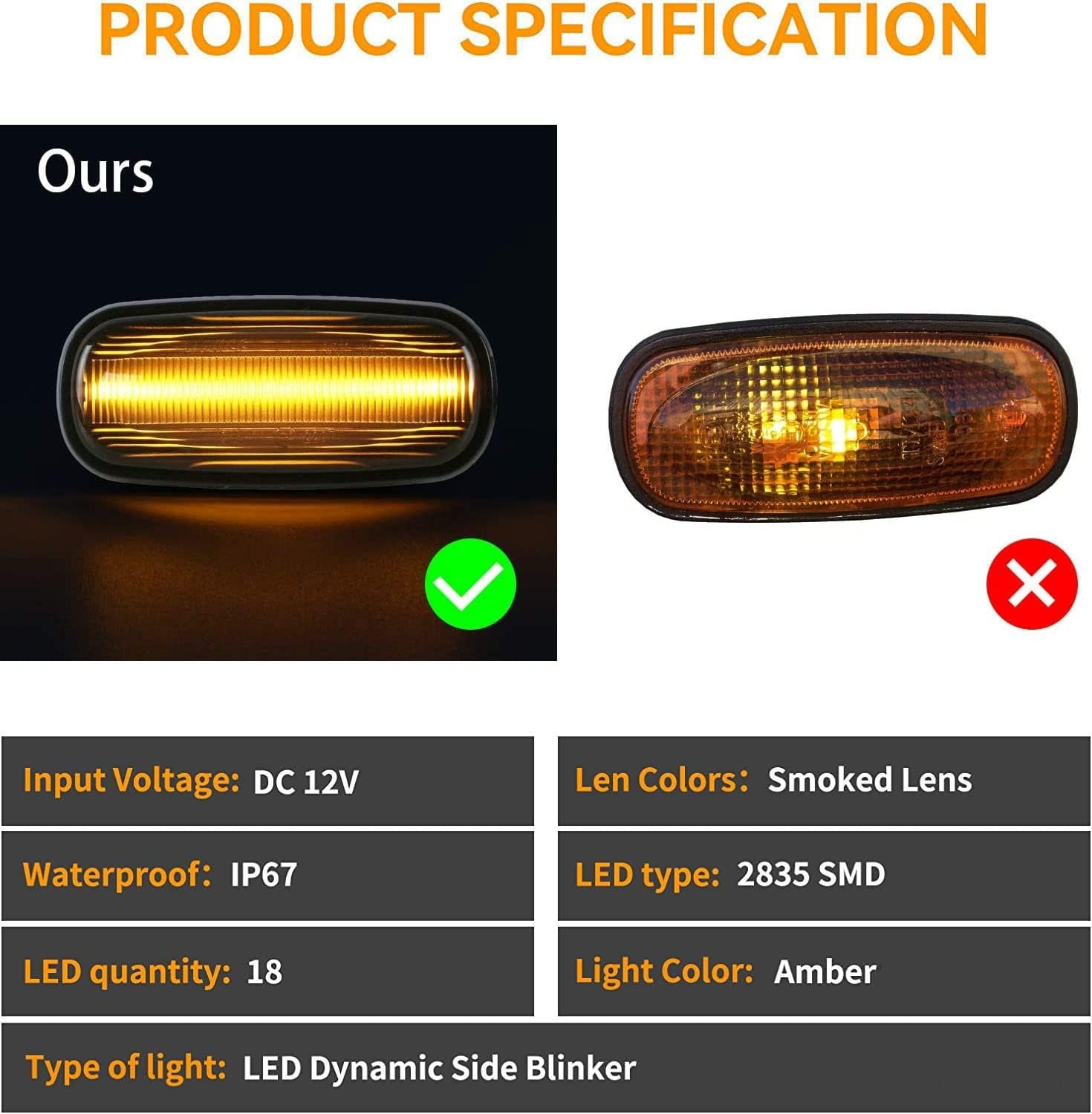 Dynamische LED Zijknipperlichten Rook voor Land Rover Discovery 2 (1999-2004), Defender & Freelander 1 (2002-2005)