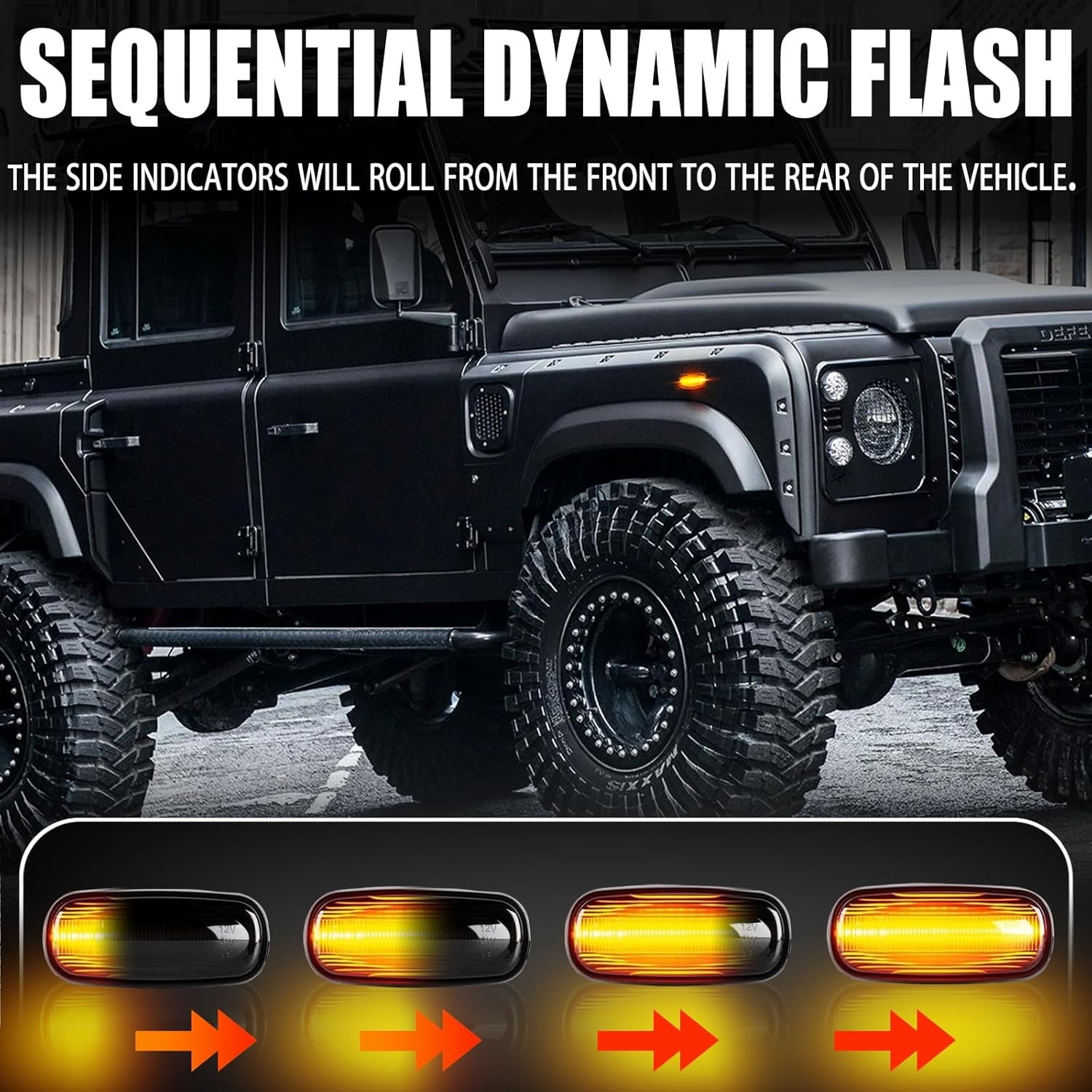 Dynamische LED Zijknipperlichten Rook voor Land Rover Discovery 2 (1999-2004), Defender & Freelander 1 (2002-2005)