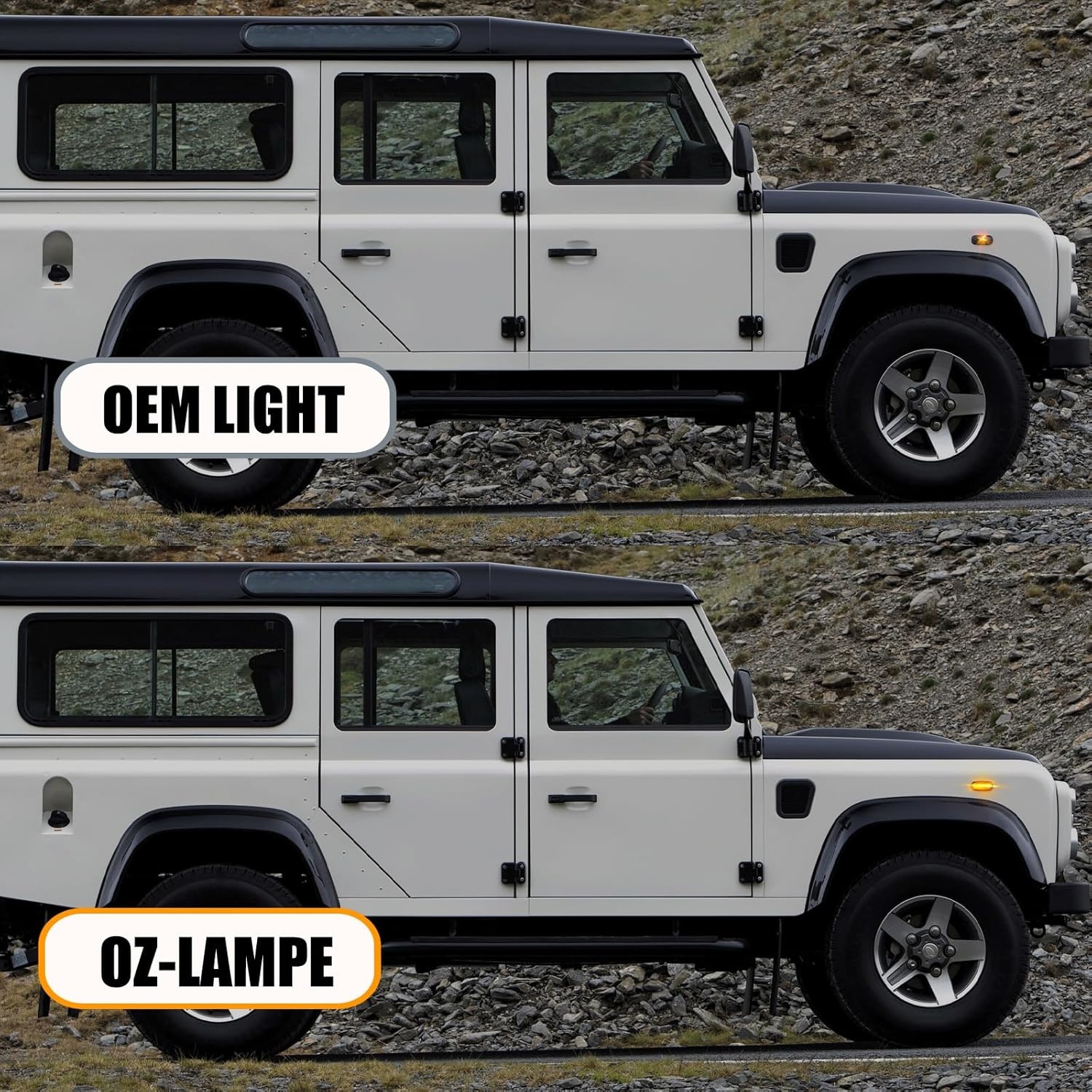 Dynamische LED Zijknipperlichten Rook voor Land Rover Discovery 2 (1999-2004), Defender & Freelander 1 (2002-2005)