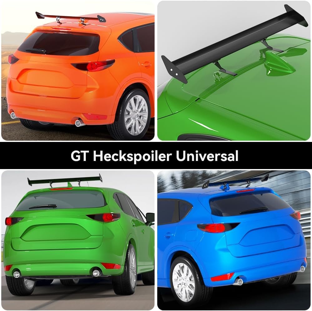 Universele Auto Achterspoiler Verstelbaar Aluminium GT Zwart 111cm voor Hatchback & Sedan