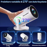 Mini Projector met Wifi 6, Bluetooth 5.0 en Android Systeem - 720P HD, Automatische Keystone Correctie