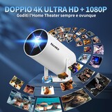 Mini Projector met Wifi 6, Bluetooth 5.0 en Android Systeem - 720P HD, Automatische Keystone Correctie