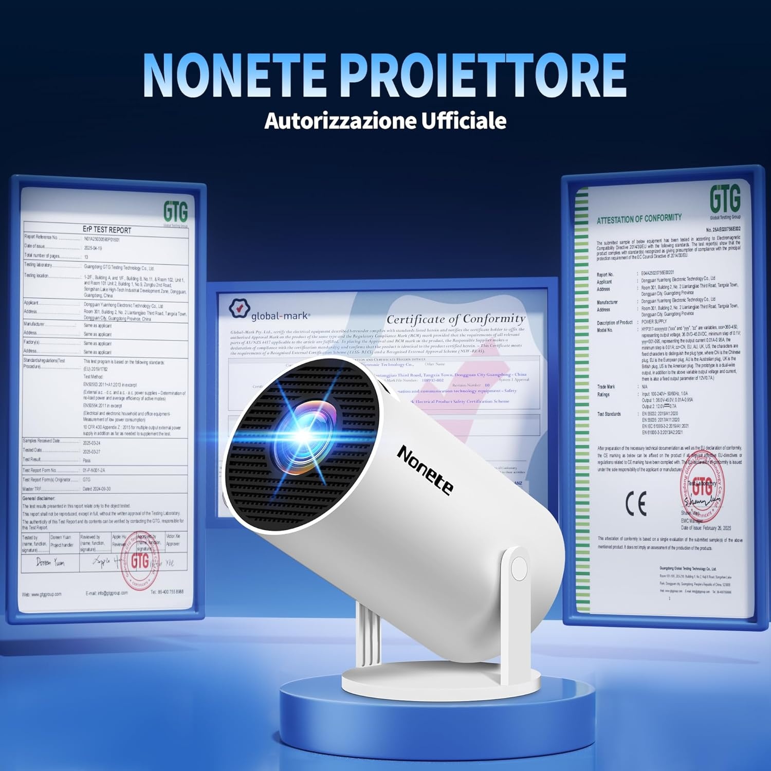 Mini Projector met Wifi 6, Bluetooth 5.0 en Android Systeem - 720P HD, Automatische Keystone Correctie