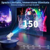 Mini Projector met Wifi 6, Bluetooth 5.0 en Android Systeem - 720P HD, Automatische Keystone Correctie