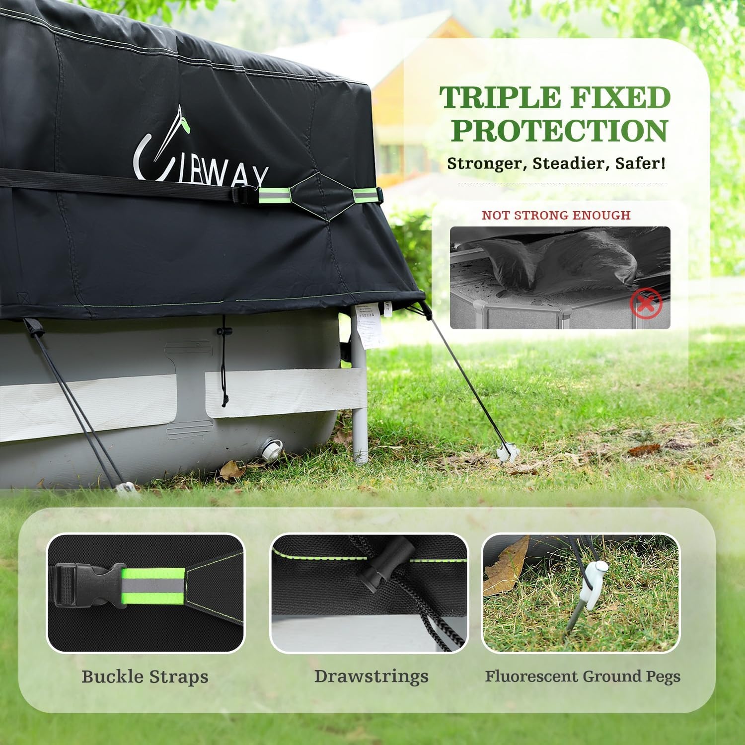 Ronde zwembadafdekking voor bovengronds zwembad, 12 ft (366 cm) winterhoes van 420D zeil, waterdicht en stofdicht