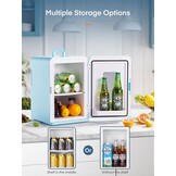 Minikoelkast 15L met koel- en verwarmingsfunctie (2-in-1) voor auto, kantoor, slaapkamer, cosmetica & dranken, DC/AC, stil, blauw