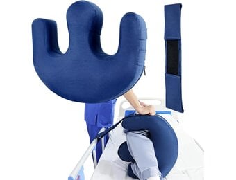 Anti-decubitus opblaasbaar U-vormig draaikussen voor ouderen en verlamde patiënten, 40x50x13 cm, donkerblauw