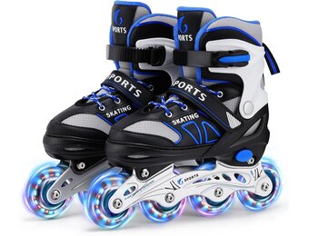 Inline skates kinderen verstelbaar 4 wielen lichtgevend met rem voor beginners