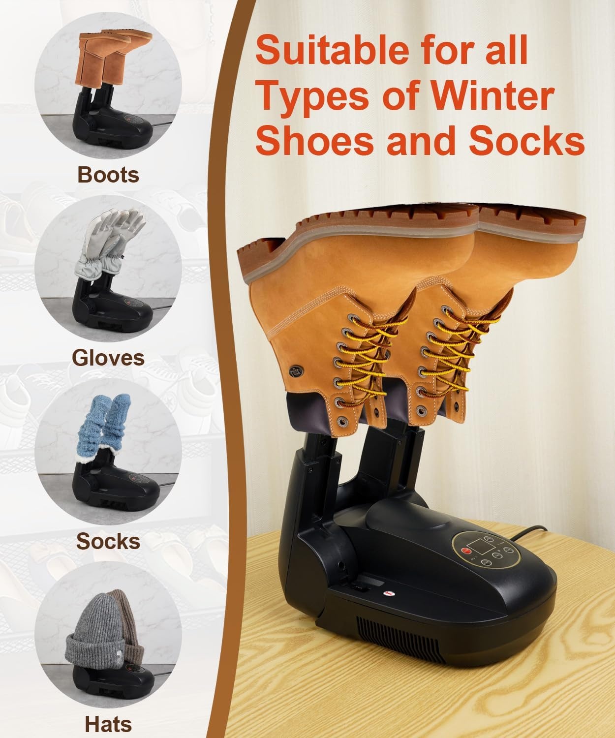 Elektrische Schoendroger Sneldrogend met Ozonfunctie, Timer, 200W Ventilator voor Schoenen, Laarzen, Handschoenen & Sokken