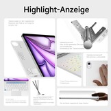 iPad Hoes met QWERTZ Toetsenbord & Trackpad, 7 Kleuren Achtergrondverlichting voor iPad Air 13" & Pro 12.9" - Wit