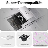 iPad Hoes met QWERTZ Toetsenbord & Trackpad, 7 Kleuren Achtergrondverlichting voor iPad Air 13" & Pro 12.9" - Wit