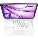 iPad Hoes met QWERTZ Toetsenbord & Trackpad, 7 Kleuren Achtergrondverlichting voor iPad Air 13" & Pro 12.9" - Wit