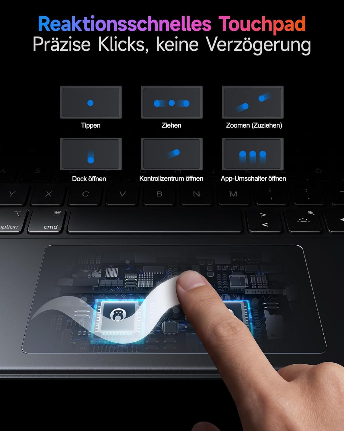 iPad Toetsenbordhoes voor 11 inch & 10e generatie, 360° draaibaar, afneembaar, 7-kleuren achtergrondverlichting, multi-touch trackpad en penhouder