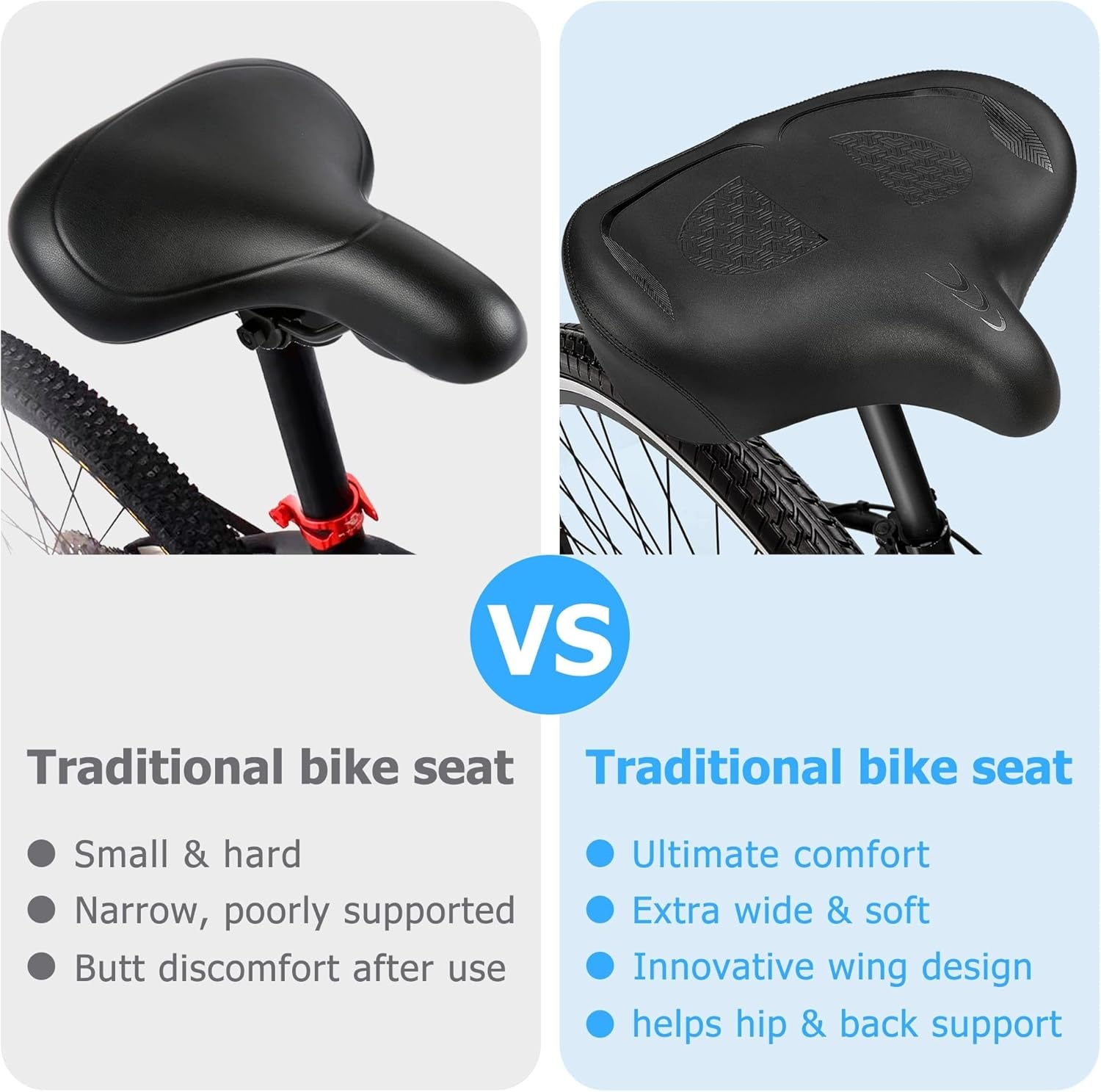 Fietszadel Extra Breed Comfortabel Zacht Schuim Gevoerd Ergonomisch Universeel voor Heren Dames Mountainbike Stadsfiets E-Bike Hometrainer
