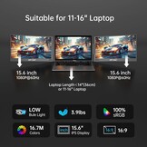 Draagbare drievoudige laptop schermverlenger 15.6 inch FHD 1080P IPS 360° draaibaar voor 11-16 inch laptops Mac/Android/Windows compatibel met één kab