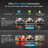 Draagbare drievoudige laptop schermverlenger 15.6 inch FHD 1080P IPS 360° draaibaar voor 11-16 inch laptops Mac/Android/Windows compatibel met één kab