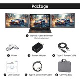 Draagbare drievoudige laptop schermverlenger 15.6 inch FHD 1080P IPS 360° draaibaar voor 11-16 inch laptops Mac/Android/Windows compatibel met één kab