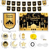 Ramadan & Eid Banner XL Zwart Polyester - Islamitische Feestdecoratie met 59% Korting