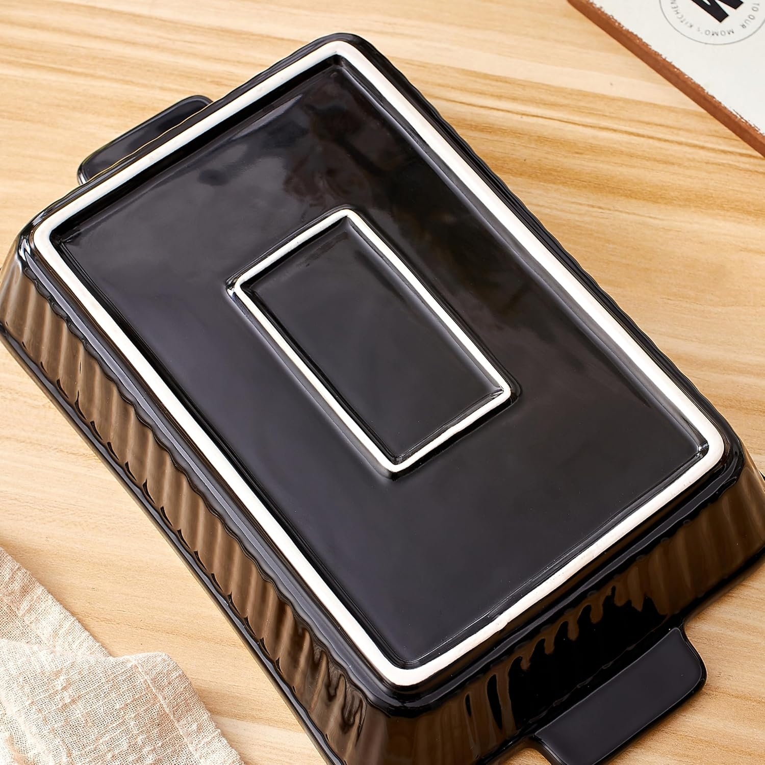 Ovenschalen set van 3, rechthoekig porselein met handvatten, 33x23,5 cm, 4000 ml, voor lasagne, cake & braadpan