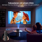 Beamer【Elektrische focus/auto trapeziumcorrectie】 WiFi Bluetooth draagbare mini-projector Full HD 1080p ondersteund, stofdichte led-beamer, 145° draaibare 50% zoom voor thuisbioscoop/outdoor mobiele