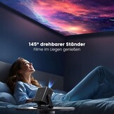 Beamer【Elektrische focus/auto trapeziumcorrectie】 WiFi Bluetooth draagbare mini-projector Full HD 1080p ondersteund, stofdichte led-beamer, 145° draaibare 50% zoom voor thuisbioscoop/outdoor mobiele