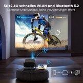 Beamer【Elektrische focus/auto trapeziumcorrectie】 WiFi Bluetooth draagbare mini-projector Full HD 1080p ondersteund, stofdichte led-beamer, 145° draaibare 50% zoom voor thuisbioscoop/outdoor mobiele