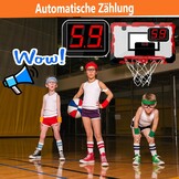 Mini basketbalkorf indoor voor kinderen & volwassenen, over de deur & wandmontage, metalen ring 23cm, bord 30x40cm, automatische puntenteller, incl. 4