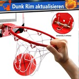 Mini basketbalkorf indoor voor kinderen & volwassenen, over de deur & wandmontage, metalen ring 23cm, bord 30x40cm, automatische puntenteller, incl. 4