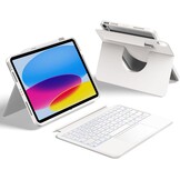 iPad 10e Generatie Hoes met Toetsenbord, Draaibaar, Afneembaar, Multi-touch Trackpad, 7 Kleuren Achtergrondverlichting, Penhouder, Volledige Beschermi