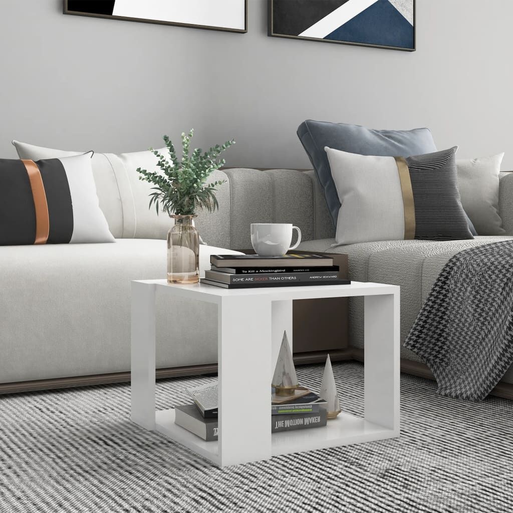 vidaXL Salontafel 40x40x30 cm Bewerkt Hout Wit | 57% Korting