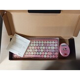 Retro Draadloos AZERTY Toetsenbord & Muis Set Pastelroze - 68% Korting