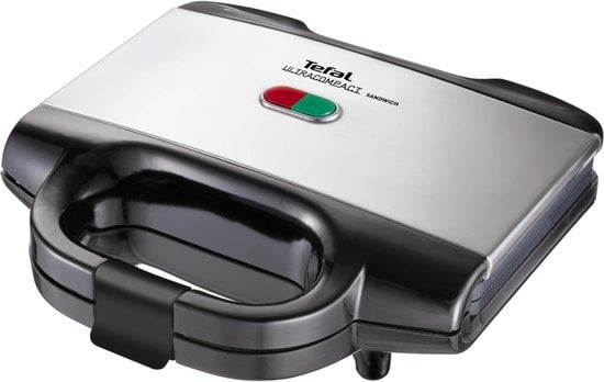 Tosti-apparaat Compact RVS met Anti-aanbaklaag, Veiligheidsclip en schelpvormige platen – Alleen voor tosti's